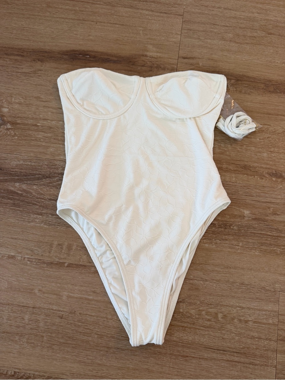Billabong White Textured Strapless One-Piece Swimsuit